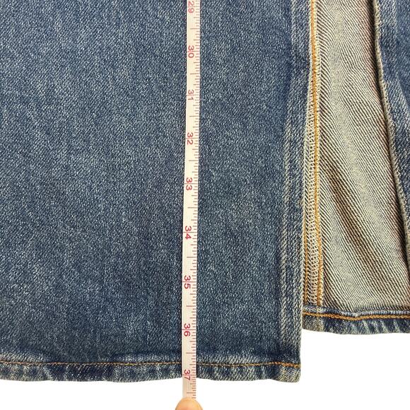 NWT AGOLDE Leif Low Slung Denim Maxi Skirt in Swing Blue Front Slit Size 26 - Picture 5 of 13
